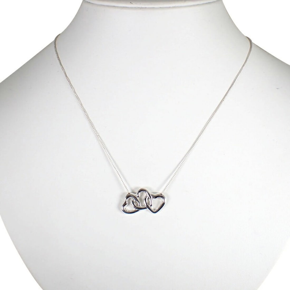 TIFFANY 925 Triple Heart Pendant Necklace (1 of 13)