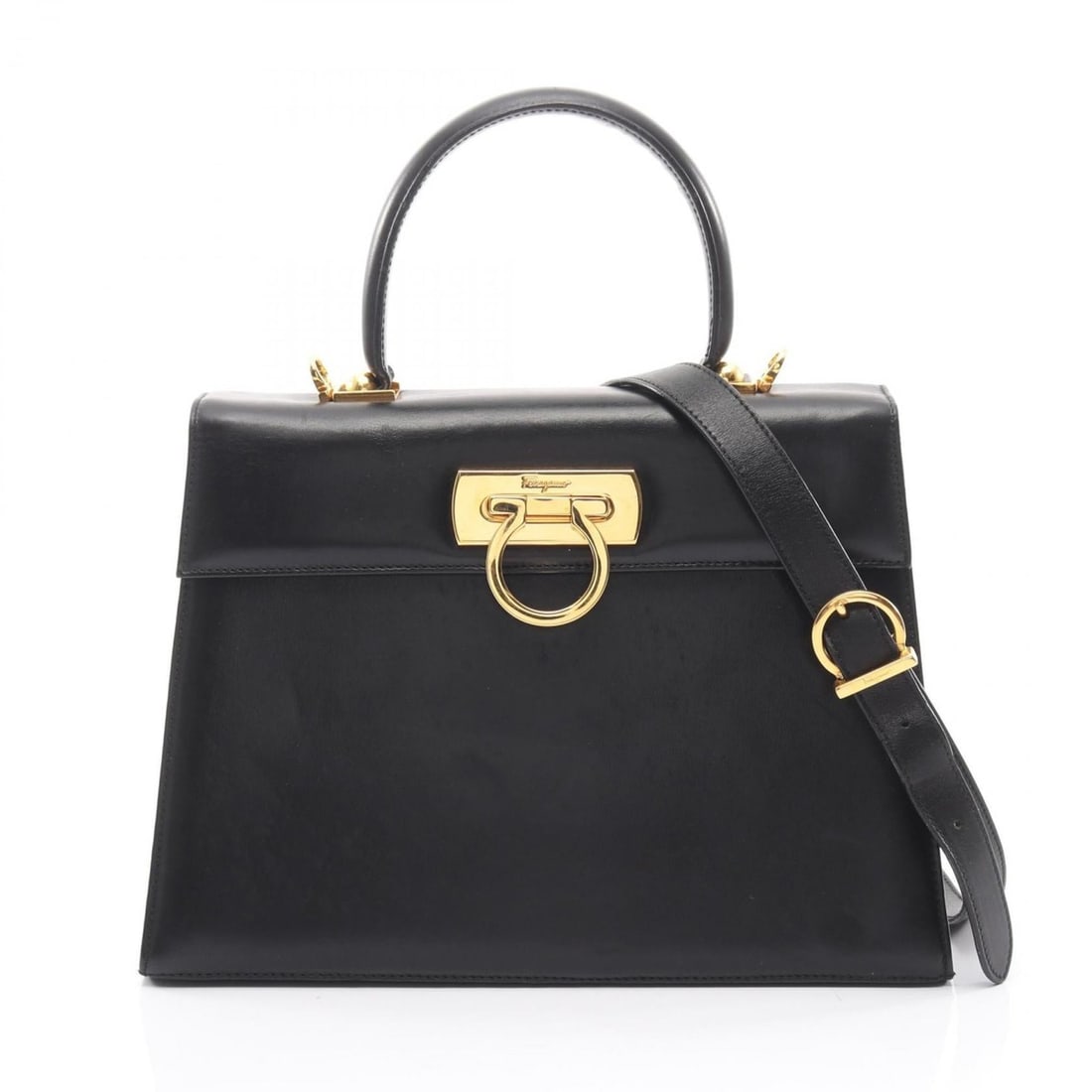 Salvatore Ferragamo Gancini handbag, leather, women's, black: --- Catalog ---Category: SizeSize (HxWxD): 20cm x 27cm x 10cm / 7.87'' x 10.62'' x 3.93''Category: DesignType: HandbagColor: BlackGender: WomenMaterial: Leather Category: GeneralBrand: Salvatore Ferra