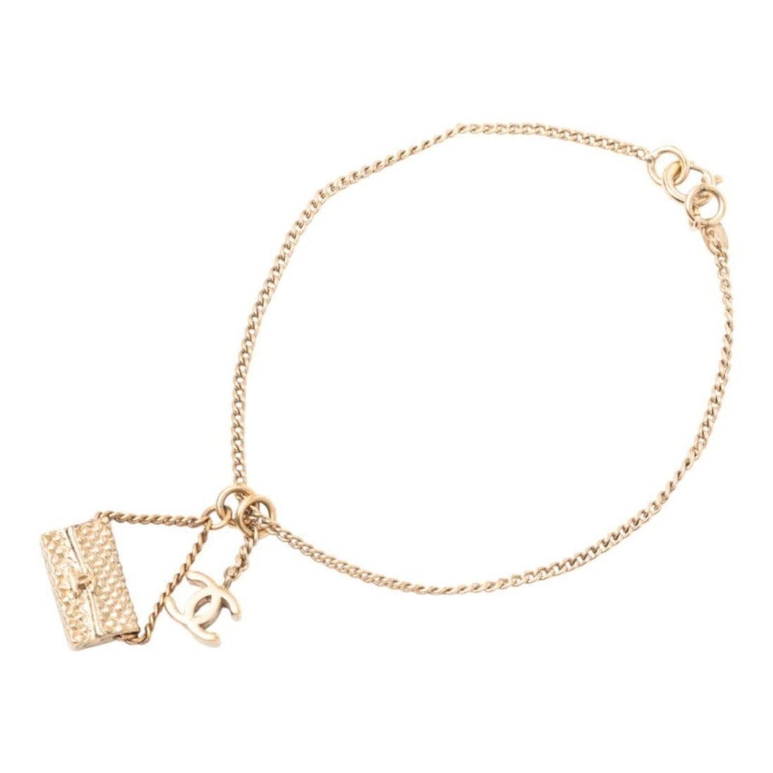CHANEL Coco Mark Matelasse Motif Bracelet, Gold Plated, Women's (1 of 12)