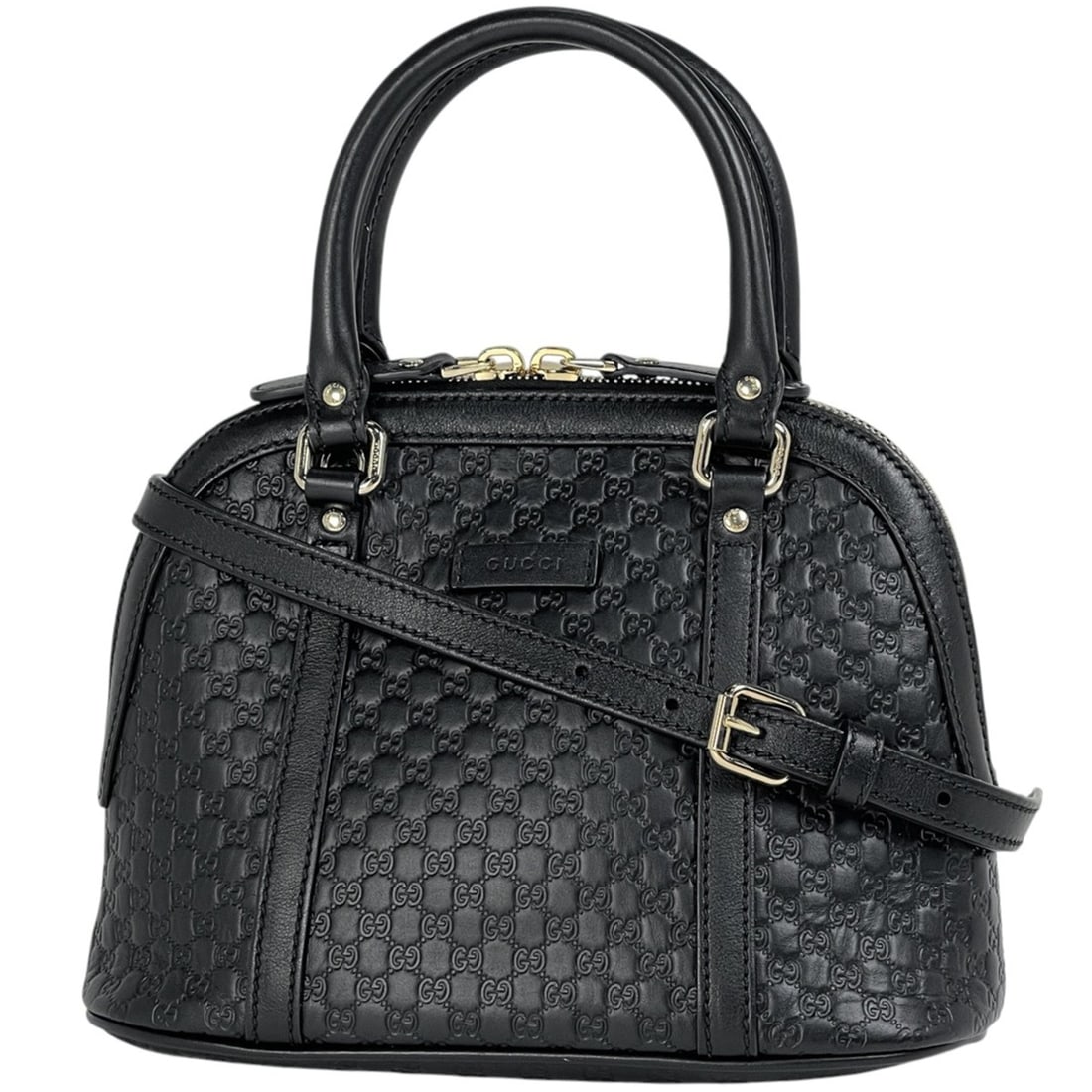 Gucci Micro Shima Handbag, 2-Way Shoulder Bag, Signature Leather, Black, 449654, Women's (1 of 9)