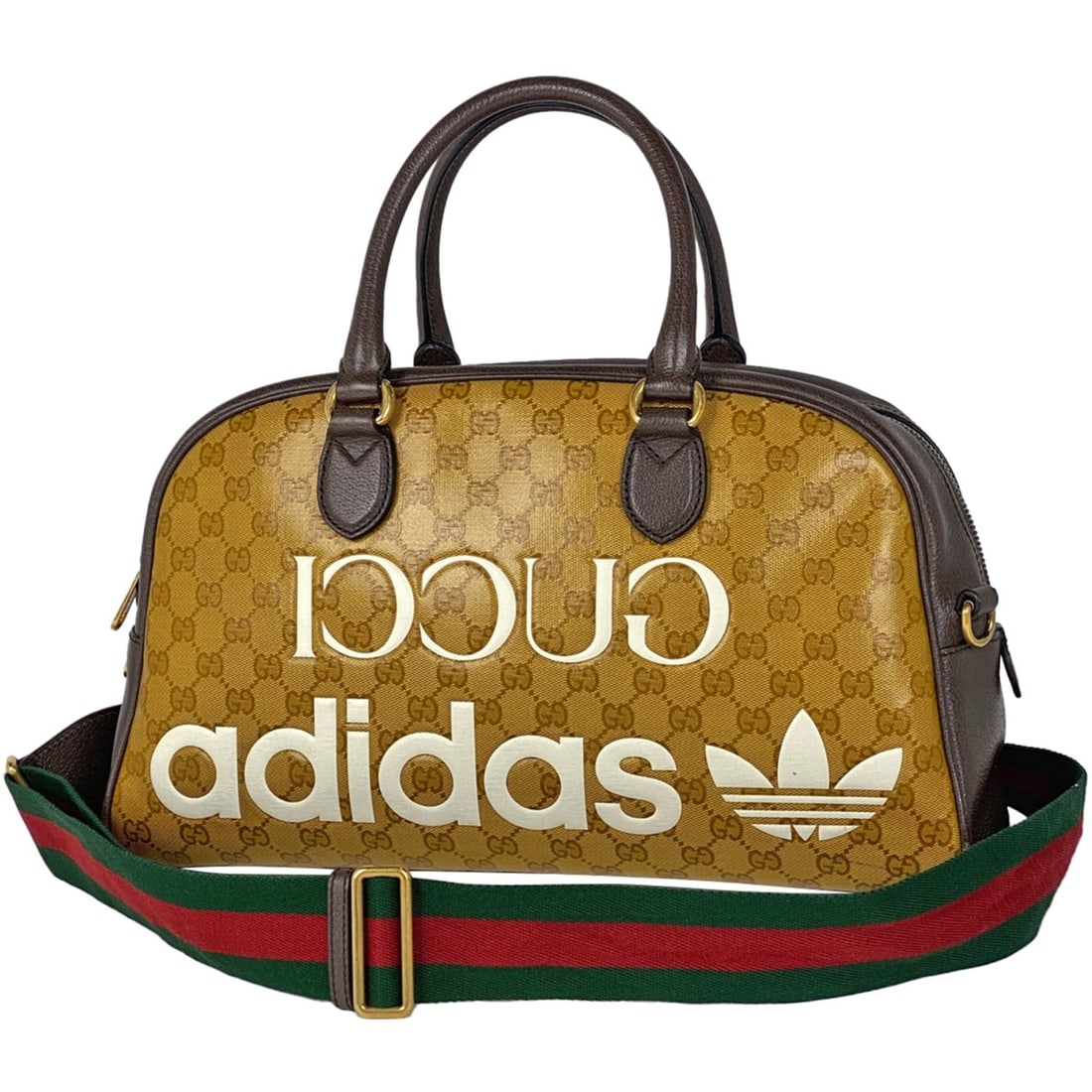 Gucci GG Crystal Handbag, Adidas 2-Way Shoulder Bag, Duffel Coated Canvas, Brown, 702400, Women's (1 of 9)