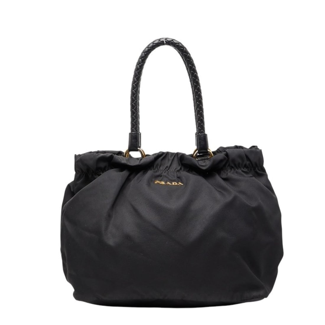 Prada handbag tote bag black nylon leather women's PRADA (1 of 19)