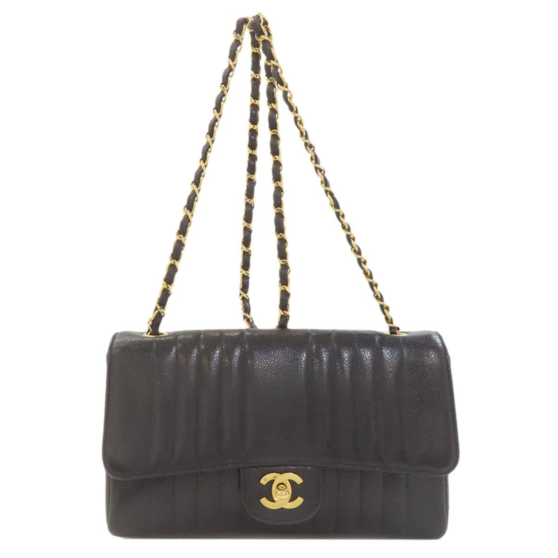 CHANEL Mademoiselle Chain Shoulder Bag in Grained Calfskin with Gold Hardware, Women's: --- Catalog ---Category: SizeSize (HxWxD): 15cm x 25cm x 6.5cm / 5.9'' x 9.84'' x 2.55''Category: DesignType: Shoulder bagColor: BlackGender: WomenMaterial: Leather Leather/Fur Type: CalfskinCategory: