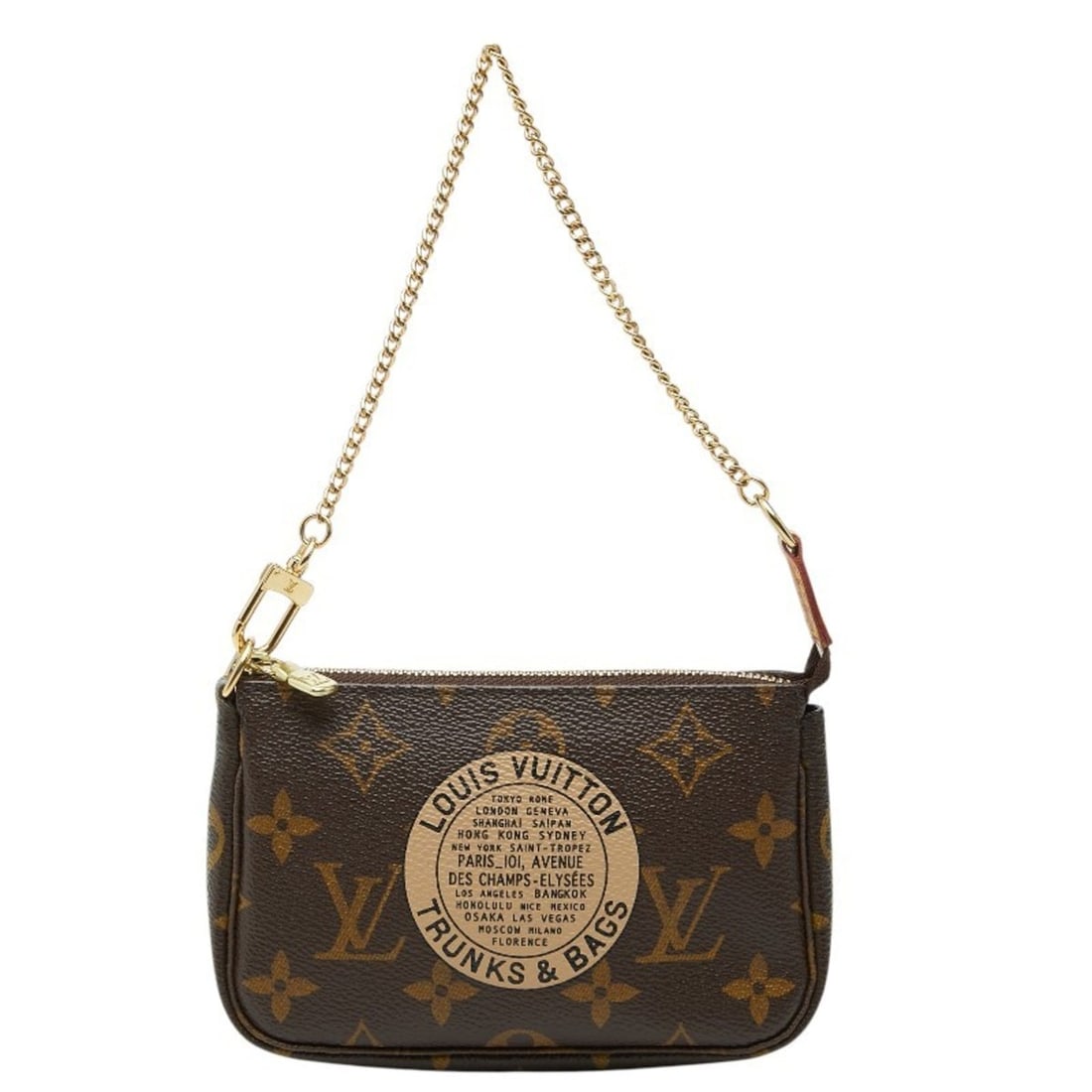Louis Vuitton Monogram Mini Pochette Accessoires Chain Bag/Pouch Handbag M60153 Brown Leather: --- Catalog ---Category: SizeSize (HxWxD): 9.5cm x 14.5cm x 2.5cm / 3.74'' x 5.7'' x 0.98''Category: DesignType: Handbag, PouchColor: BrownGender: WomenMaterial: PVC , Leather Category: GeneralLine: M