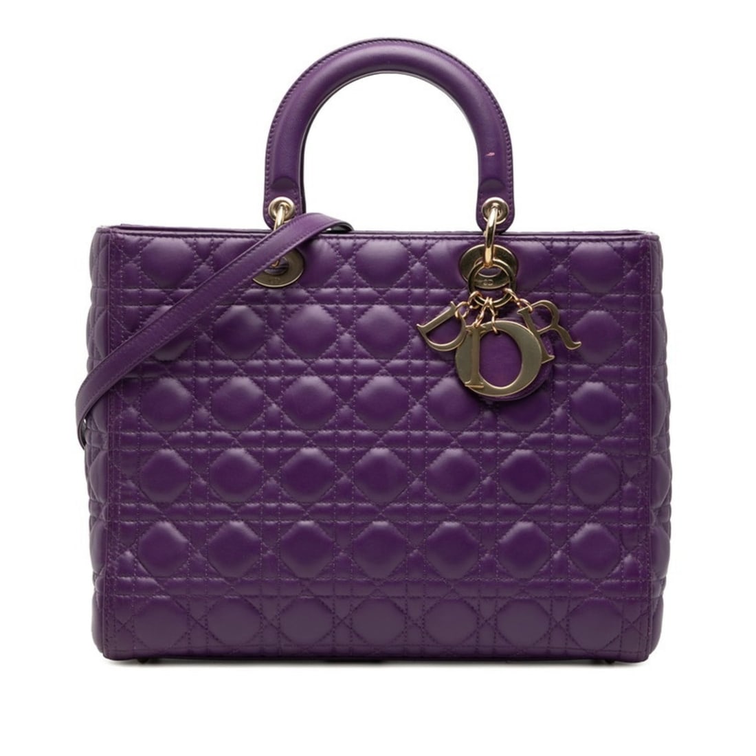 Christian Dior Cannage Lady Large Handbag/Shoulder Bag, 2-Way, Purple Leather, Women's,: --- Catalog ---Category: SizeSize (HxWxD): 25cm x 32cm x 12cm / 9.84'' x 12.59'' x 4.72''Category: DesignType: Handbag, Shoulder bagColor: PurpleGender: WomenMaterial: Leather Category: GeneralLine: C