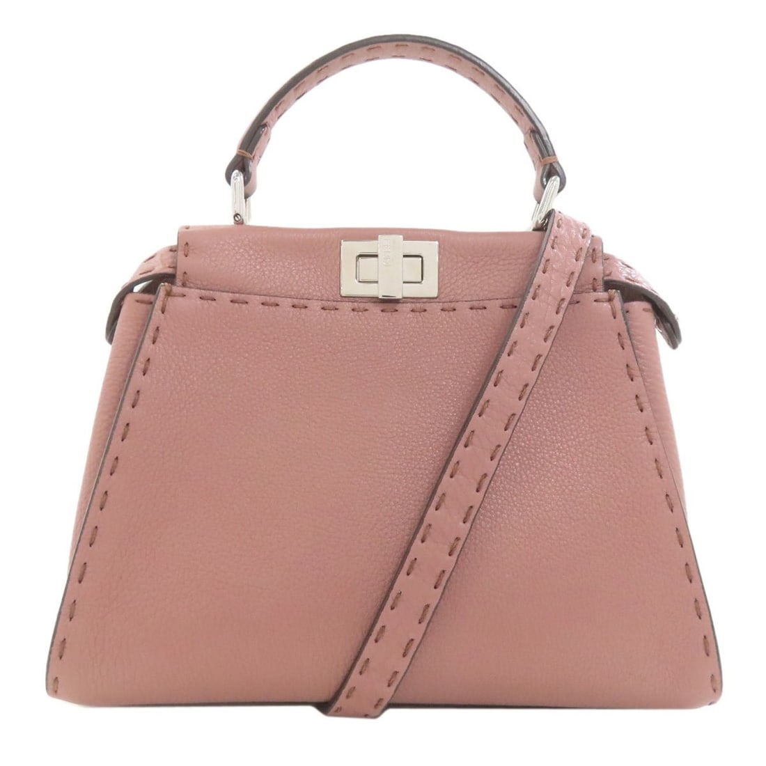 Fendi Peekaboo Mini Selleria 2-Way Handbag in Calfskin for Women: --- Catalog ---Category: SizeSize (HxWxD): 19cm x 23cm x 9cm / 7.48'' x 9.05'' x 3.54''Category: DesignType: HandbagColor: PinkGender: WomenMaterial: Leather Category: GeneralBrand: Fendi--- Item List