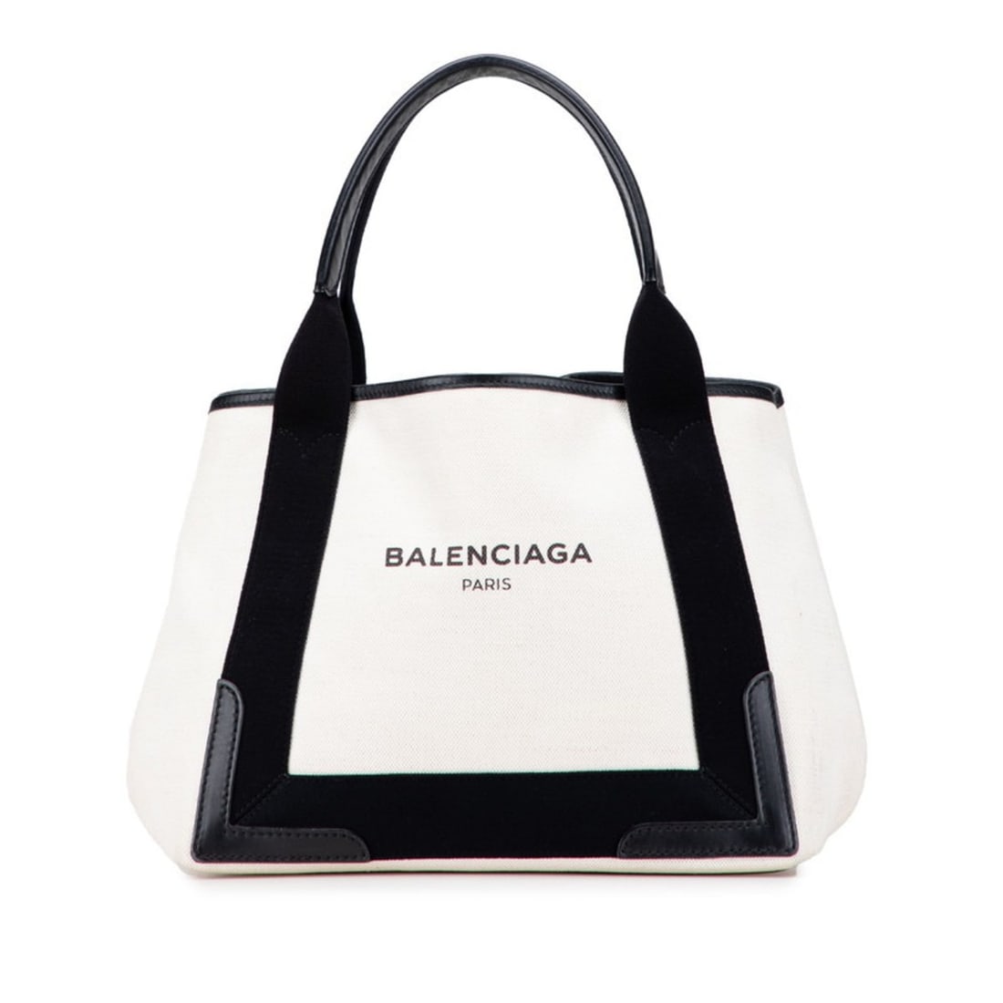 Balenciaga Navy Cabas S Handbag Tote Bag 339933 Ivory Black Canvas Leather Women's BALENCIAGA: --- Catalog ---Category: SizeSize (HxWxD): 21cm x 36cm x 17cm / 8.26'' x 14.17'' x 6.69''Category: DesignType: Handbag, Tote bagColor: Black, IvoryGender: WomenMaterial: Canvas , Leather Category: Gen