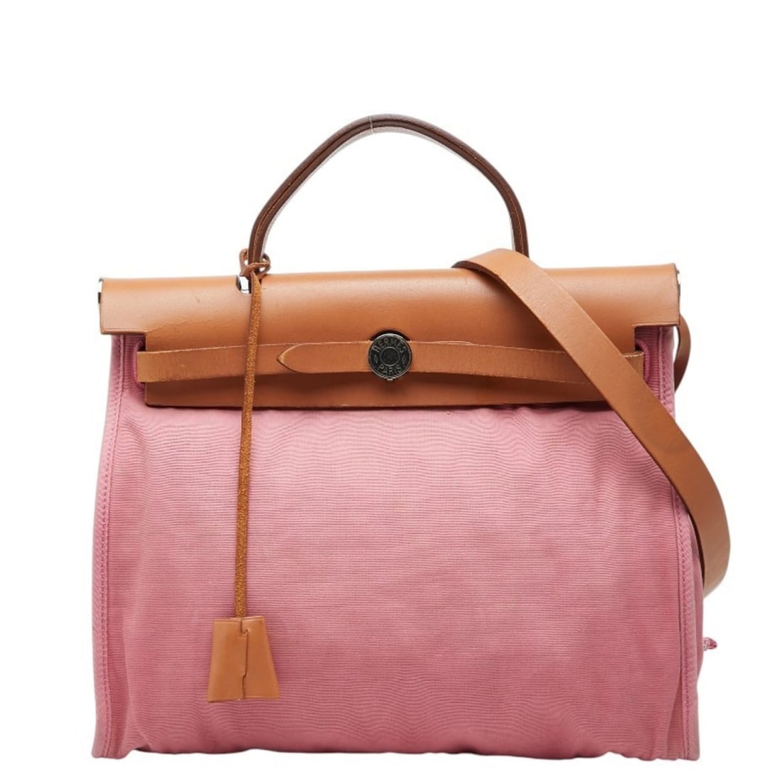 Hermes Hermès Airbag Zip PM Handbag/Shoulder Bag, 2-Way, Pink/Brown Canvas and Leather, Women's: --- Catalog ---Category: SizeSize (HxWxD): 25cm x 30cm x 9.5cm / 9.84'' x 11.81'' x 3.74''Category: DesignType: Handbag, Shoulder bagColor: Brown, PinkGender: WomenMaterial: Canvas , Leather Category: