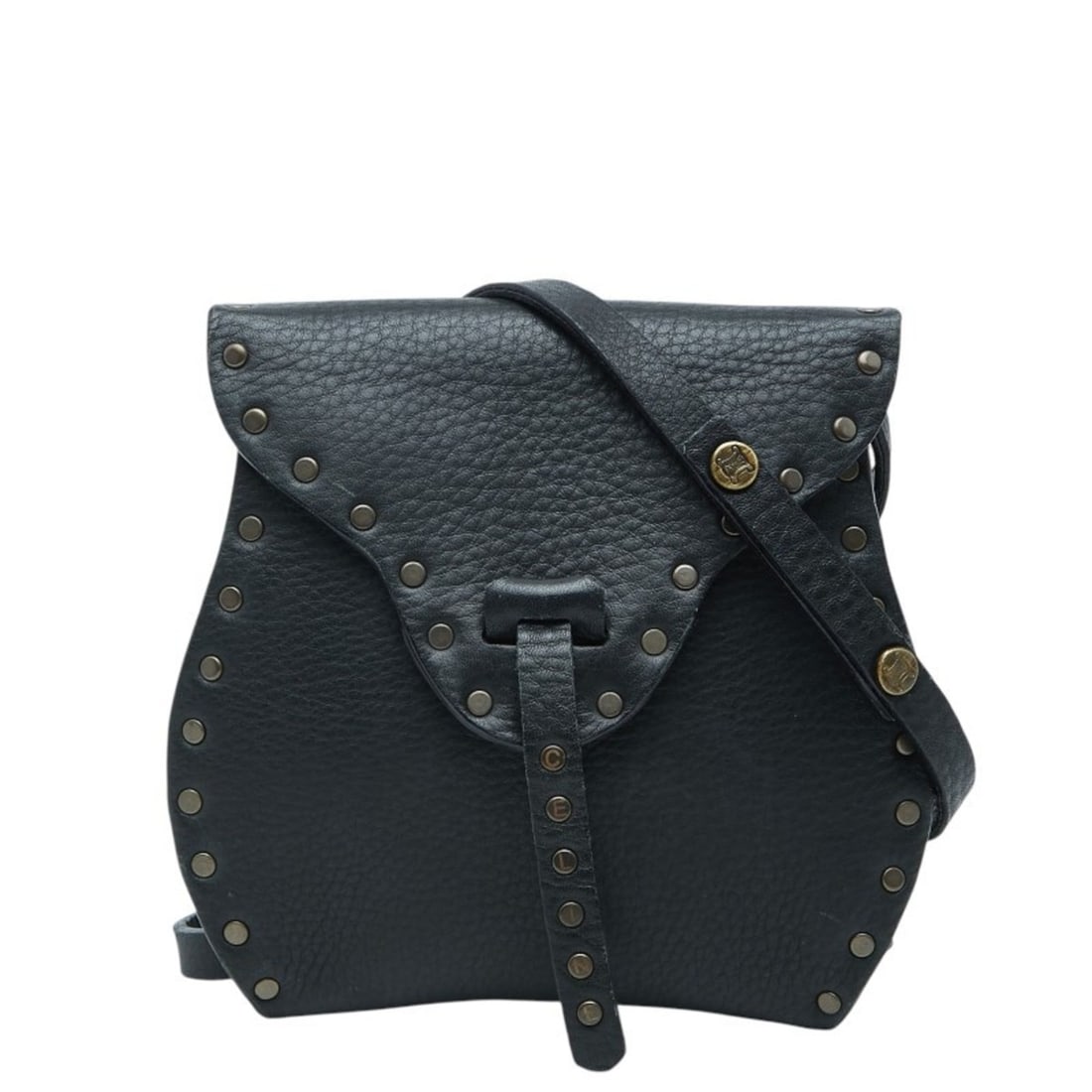 Celine Studded Crossbody Mini Shoulder Bag Pochette in Black Leather for Women: --- Catalog ---Category: SizeSize (HxWxD): 14.5cm x 11.5cm x 1.5cm / 5.7'' x 4.52'' x 0.59''Category: DesignType: Pochette, Shoulder bagColor: BlackGender: WomenMaterial: Leather Category: GeneralBran