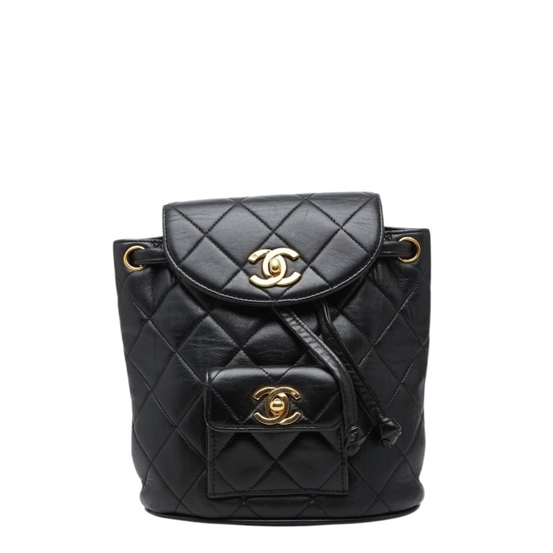CHANEL Coco Mark Matelasse Mini Backpack A10177 Black Lambskin Women's (1 of 14)