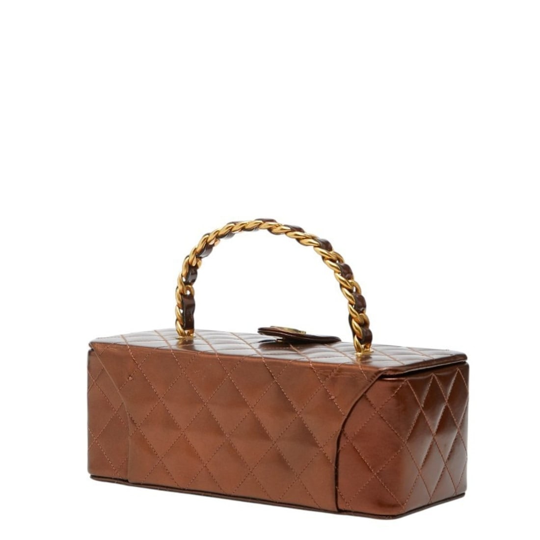 Chanel Coco Mark Matelasse Vanity Bag, Chain Handbag, Brown Patent Leather, Women's, CHANEL: --- Catalog ---Category: SizeSize (HxWxD): 8.5cm x 21.5cm x 10cm / 3.34'' x 8.46'' x 3.93''Category: DesignType: Handbag, Vanity bagColor: BrownGender: WomenMaterial: Patent leather Category: GeneralB