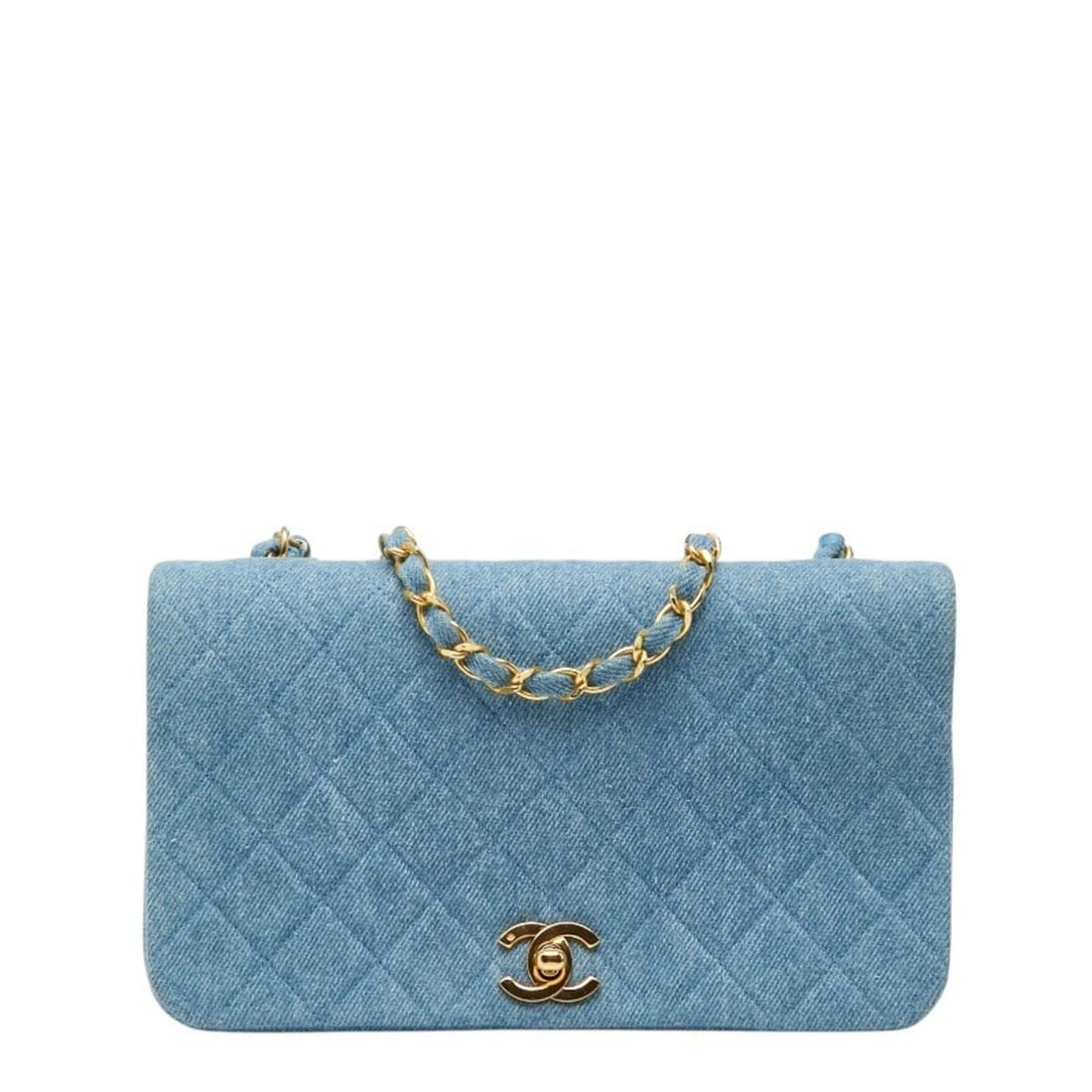 CHANEL Coco Mark Matelasse Chain Shoulder Bag Blue Denim Women's (1 of 15)