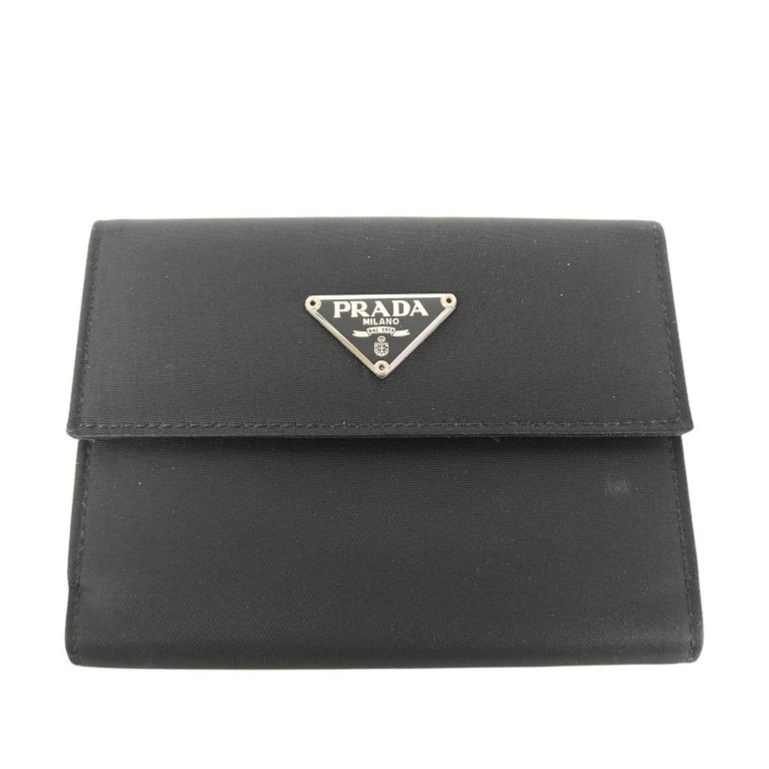 PRADA Prada Triangle Wallet, Black Nylon, Men's and Women's, Double Bifold Wallet with Mark (1 of 17)