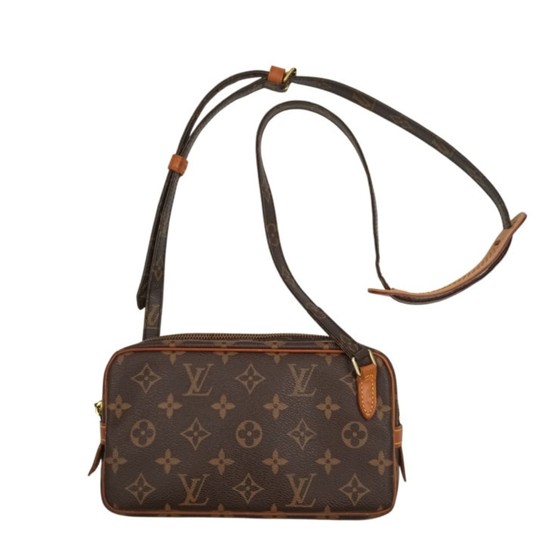 LOUIS VUITTON Monogram Marly Bandouliere Shoulder Bag M51828 Brown Leather Men's and Women's: --- Catalog ---Category: SizeSize (HxWxD): 12cm x 22cm x 4cm / 4.72'' x 8.66'' x 1.57''Category: DesignType: Handbag, Pochette, Shoulder bagColor: BrownGender: Men,WomenMaterial: PVC Category: General
