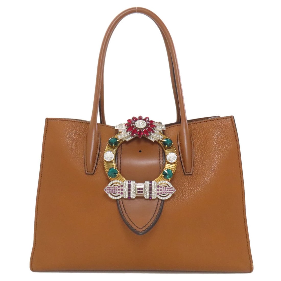 Miu Miu Miu 5BG059 Lady Tote Bag in Calfskin for Women: --- Catalog ---Category: SizeSize (HxWxD): 25cm x 31.5cm x 14cm / 9.84'' x 12.4'' x 5.51''Category: DesignType: Tote bagColor: BrownGender: WomenMaterial: Leather Leather/Fur Type: CalfskinCategory: G