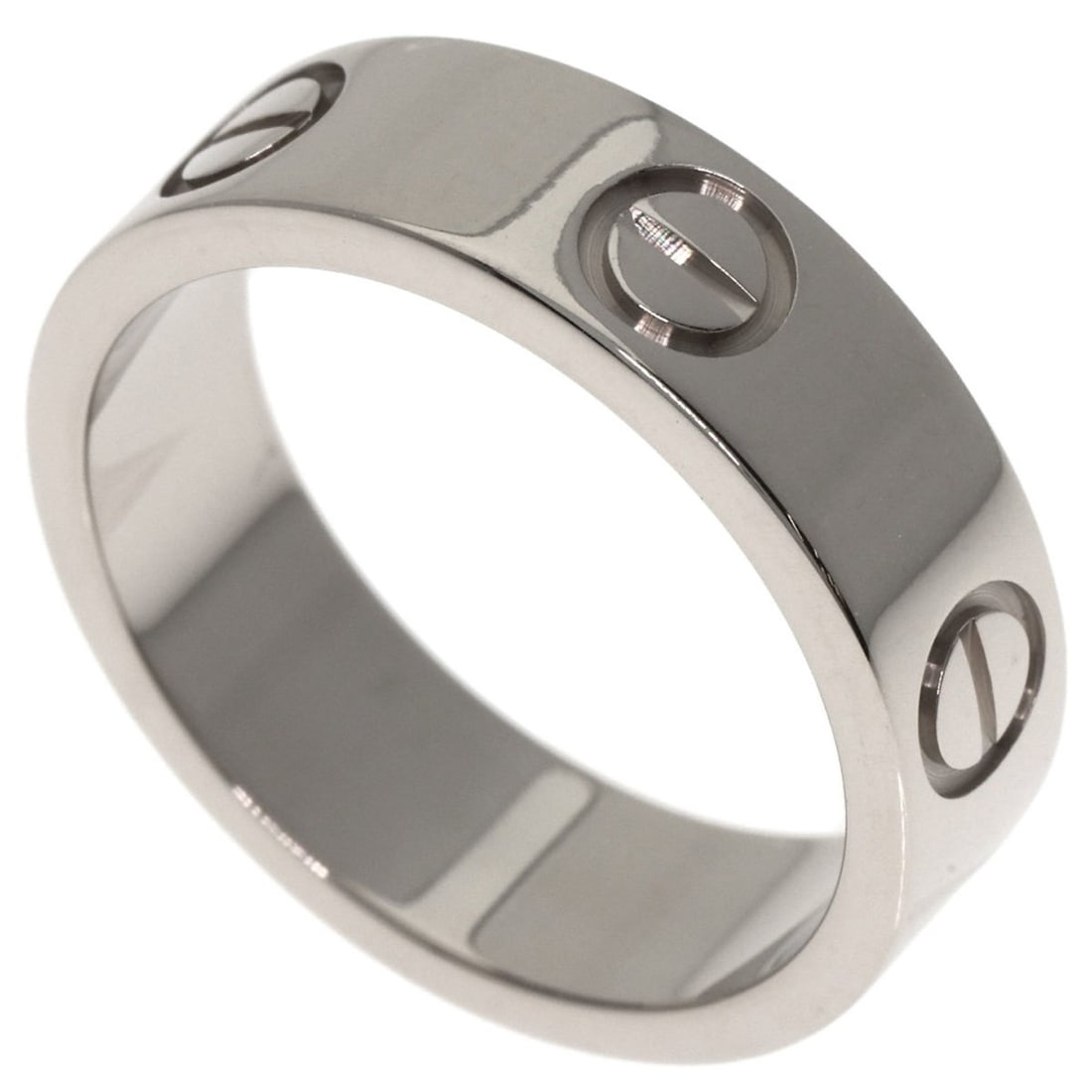 Cartier Love Ring #51 18K White Gold Women's: --- Catalog ---Category: SizeWidth: 5.4mm / 0.21''Weight: 6.8g / 0.23oz.JP Size: 11US Size: 6Category: DesignType: Band ringGender: WomenMaterial: White gold (18K)Category: GeneralLine: LoveBrand: Car
