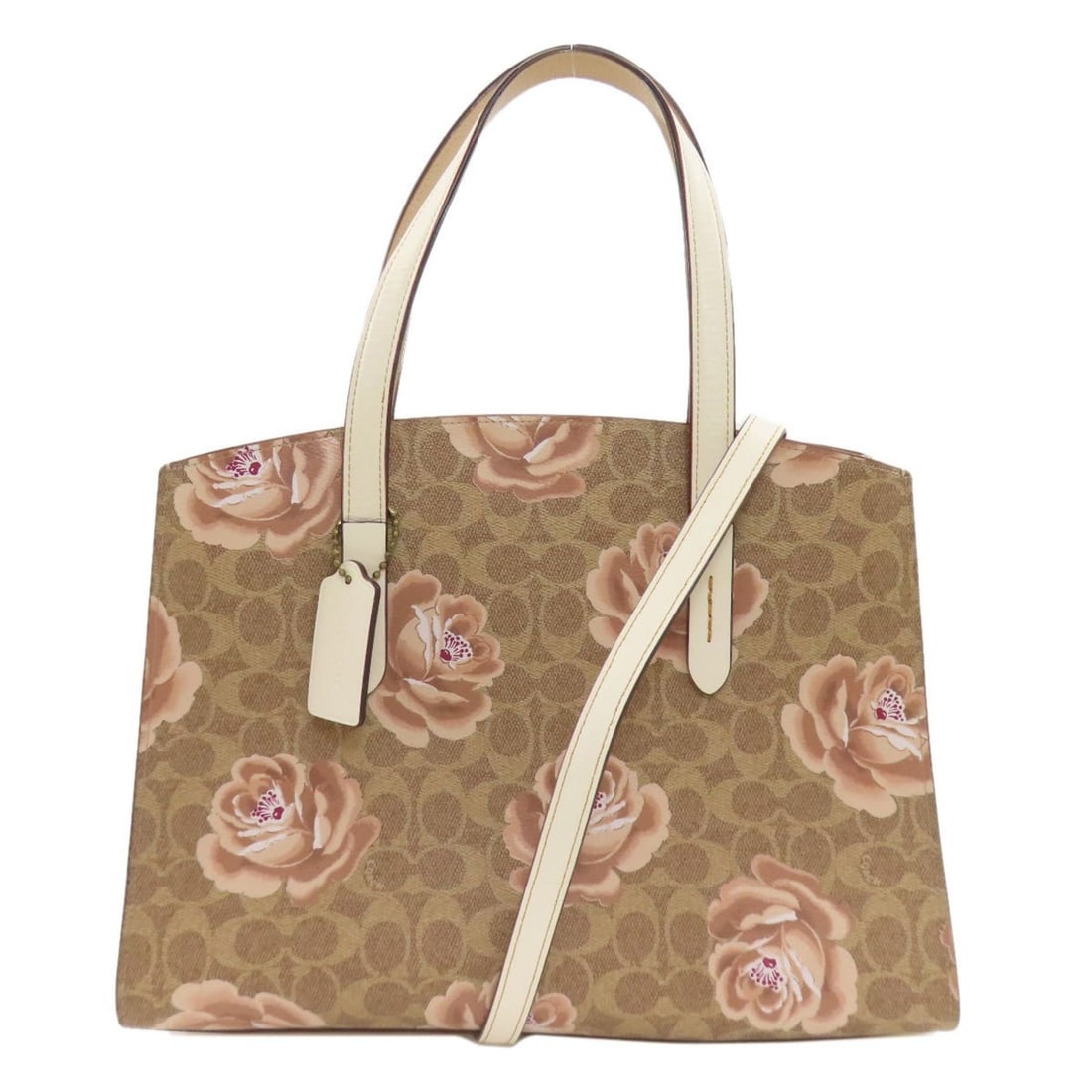 Coach 31667 Charlie Carryall Floral Print 2-Way Tote Bag in PVC for Women: --- Catalog ---Category: SizeSize (HxWxD): 28cm x 35cm x 12cm / 11.02'' x 13.77'' x 4.72''Category: DesignType: Tote bagColor: BrownGender: WomenMaterial: PVC Category: GeneralMPN: 31667Brand: Coach--
