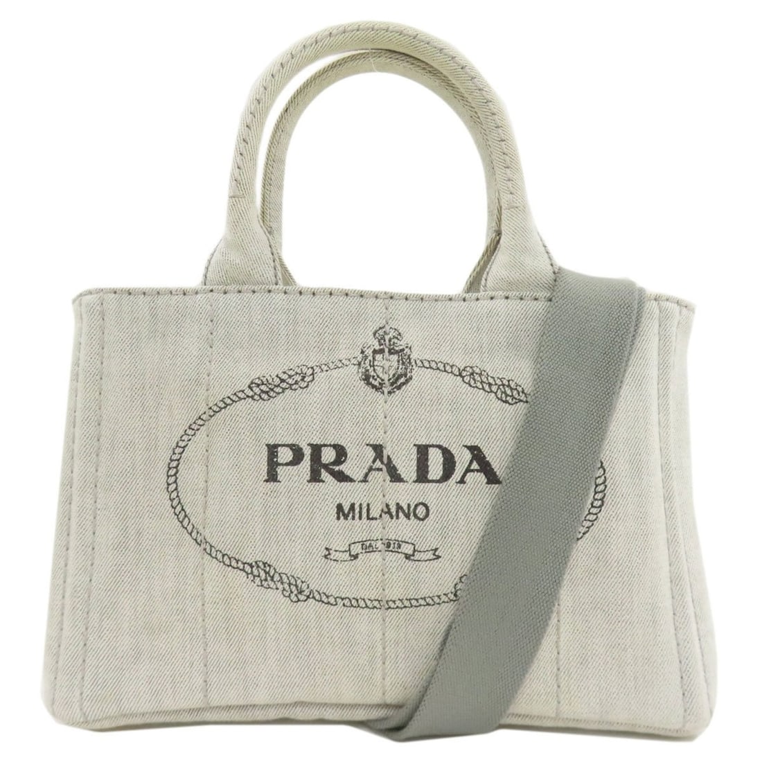 Prada 1BG439 Canapa Mini 2-Way Handbag, Denim, Women's (1 of 20)