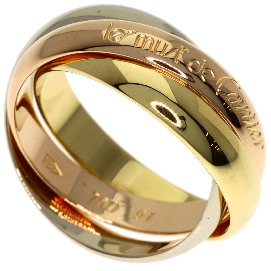 Cartier Trinity #51 Ring, 18K Yellow Gold/18KPG/18KWG, Women's (1 of 20)
