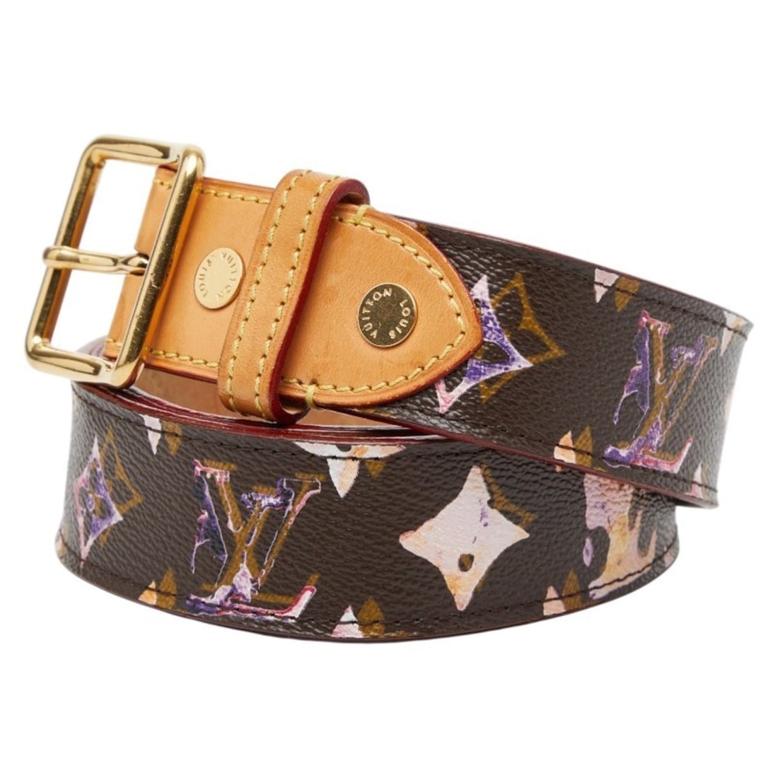 Louis Vuitton Monogram Watercolor Santur Belt, Size: 80/32, M9622, Brown Multicolor Leather,: --- Catalog ---Category: SizeLength: 74.5cm - 84.5cm / 29.33'' - 33.26''Category: DesignType: Standard beltColor: Brown, Multi-colorGender: WomenMaterial (Strap): PVC , Leather Category: GeneralMPN: M
