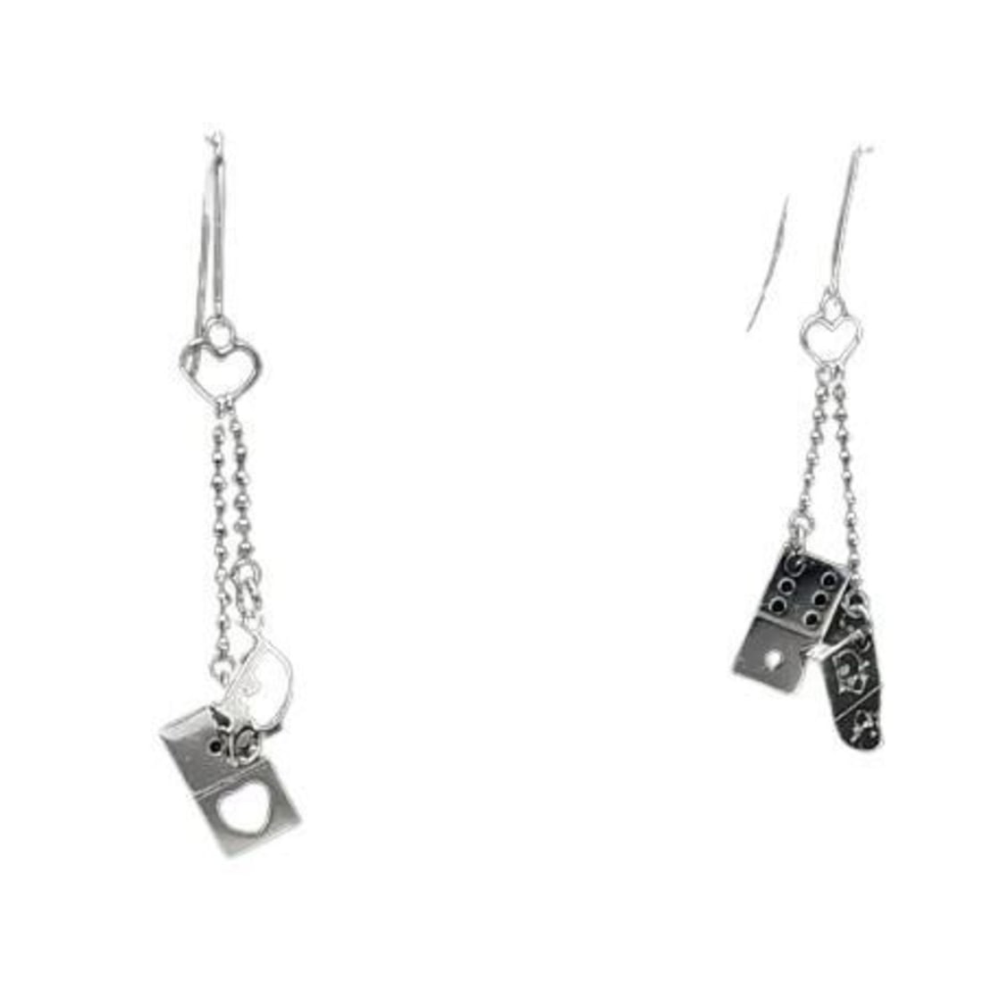 Christian Dior Silver Metal Dice Hook Earrings for Women: --- Catalog ---Category: SizeSize (HxWxD): 40.00mm x 7.00mm / 1.57'' x 0.28''Category: DesignType: Drop earringsColor: SilverGender: WomenMaterial: MetalCategory: GeneralBrand: Christian Dior--- Item