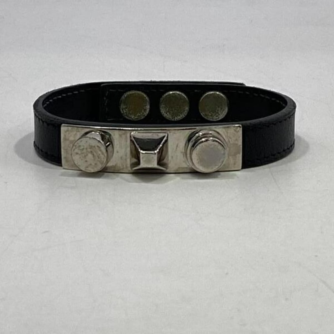 Saint Laurent studded leather bracelet in black. (1 of 10)