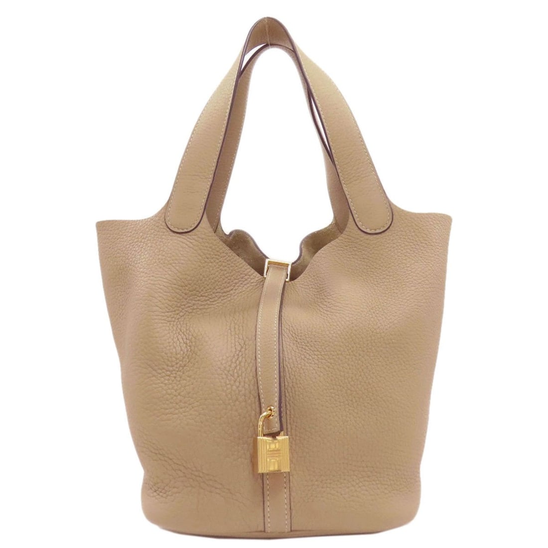 Hermès Picotin Lock MM Trench Handbag with Gold Hardware, Taurillon, Women's, HERMES: --- Catalog ---Category: SizeSize (HxWxD): 22cm x 18cm x 23cm / 8.66'' x 7.08'' x 9.05''Category: DesignType: HandbagColor: Beige brownGender: WomenMaterial: Taurillon clemence leather Category: Gener