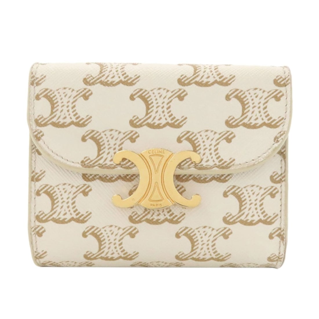 Celine Macadam Tri-fold Wallet, Bi-fold Leather, Women's, CELINE: --- Catalog ---Category: SizeSize (HxWxD): 8.5cm x 10.5cm x 3cm / 3.34'' x 4.13'' x 1.18''Category: DesignType: Wallet (tri-fold)Color: WhiteGender: WomenMaterial: Leather Category: GeneralBrand: Celi