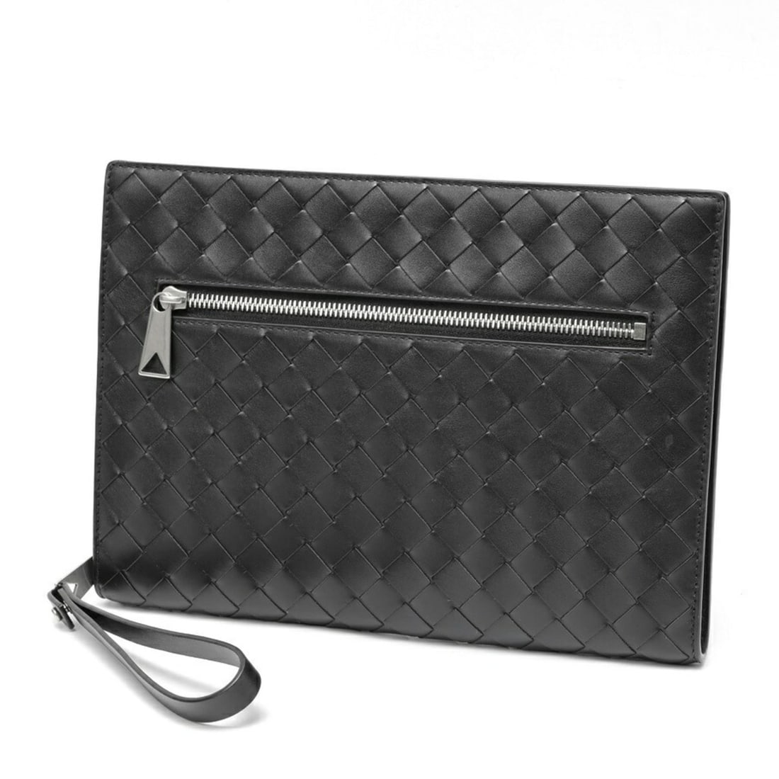 Bottega Veneta Small Intrecciato Wristlet Document Case Clutch Bag 693675 in Black Leather (1 of 10)