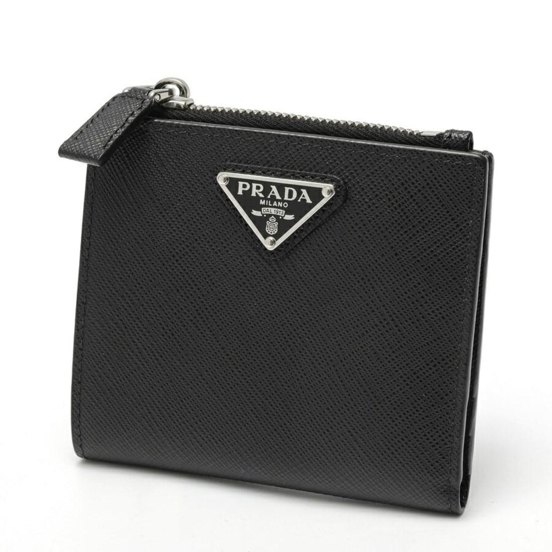 Prada Saffiano Triangle Bifold Wallet 2ML049 in Black Leather (1 of 9)