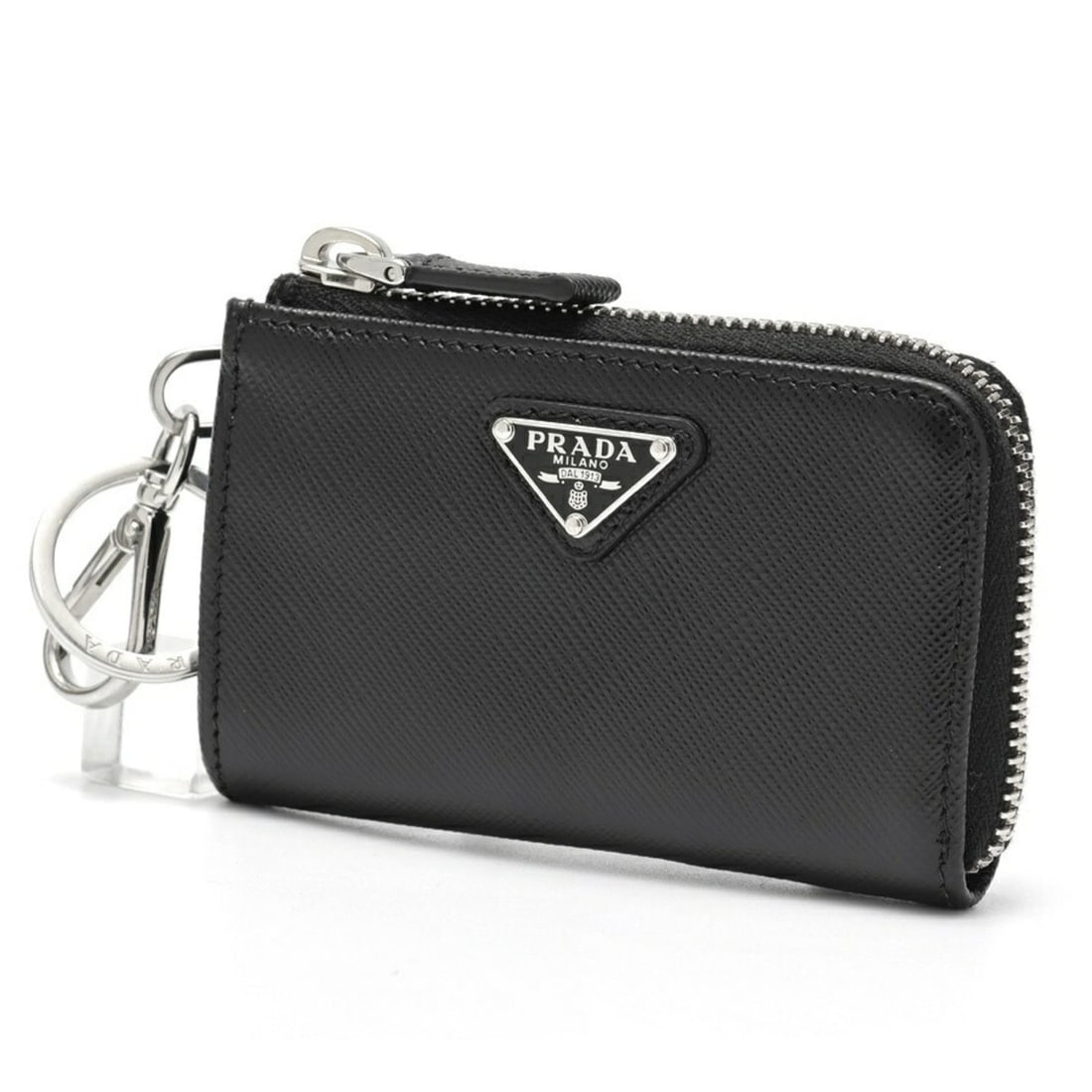 Prada Mini Pouch Keychain Charm Coin Case 2TT085 in Black Saffiano Leather (1 of 9)