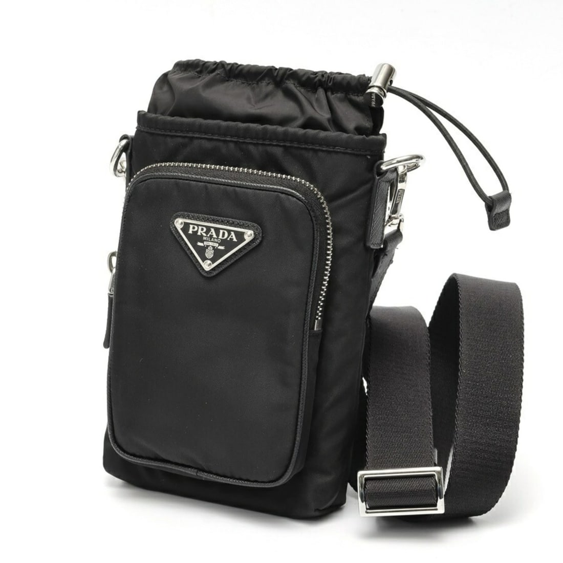 Prada Re-Nylon Smartphone Case Shoulder Pouch 2ZH155, Nylon and Leather, Black (1 of 10)