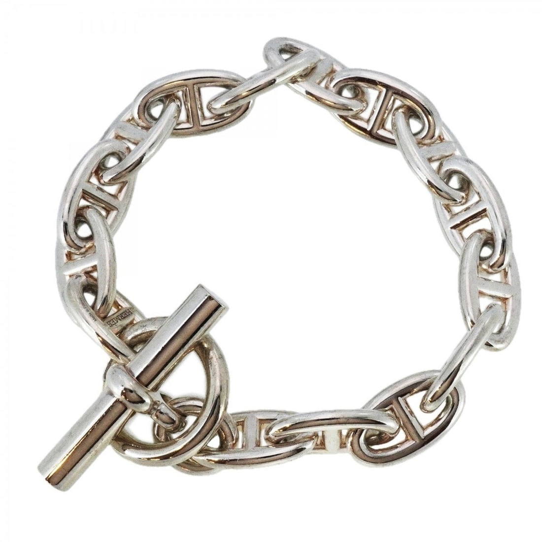 Hermes Hermès Chaine d'Ancre GM Bracelet, 15 links, 925 silver, men's: --- Catalog ---Category: SizeLength: 20.5cm / 8.07''Category: DesignType: Charm braceletGender: MenMaterial: Silver 925Category: GeneralBrand: Hermes--- Item List ---Section: ConditionRanking: Rank AB