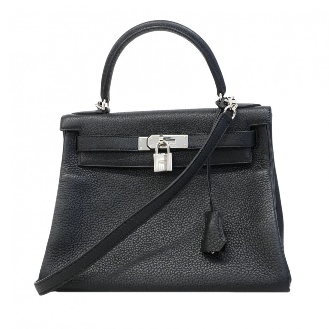 Hermes Hermès Kelly 28 Handbag, Taurillon Clemence Leather, Black, T Stamp, Women's, P2433570 (1 of 14)