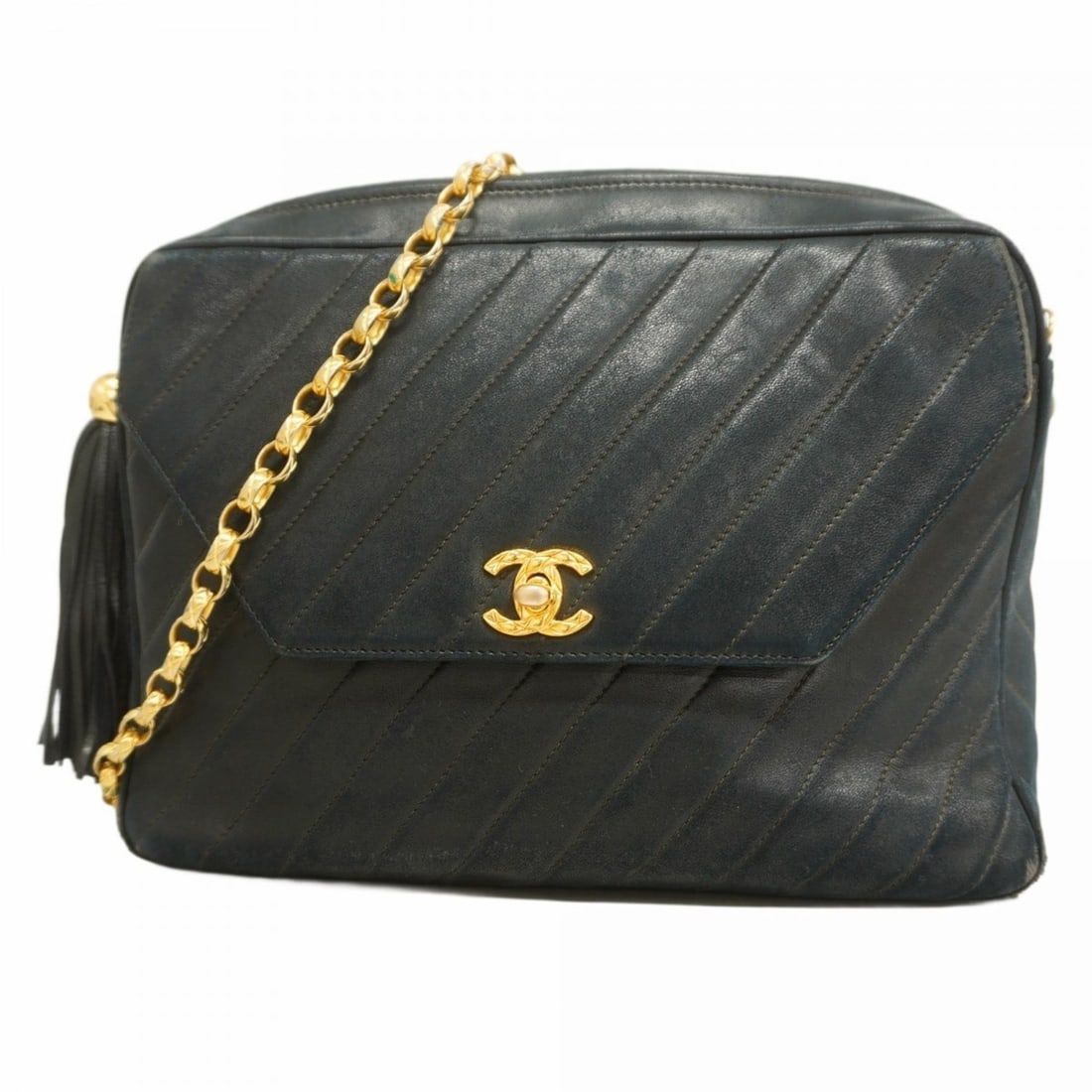 Chanel Shoulder Bag with Chain Bag, Lambskin, Black, Women's, P2423372 (1 of 19)
