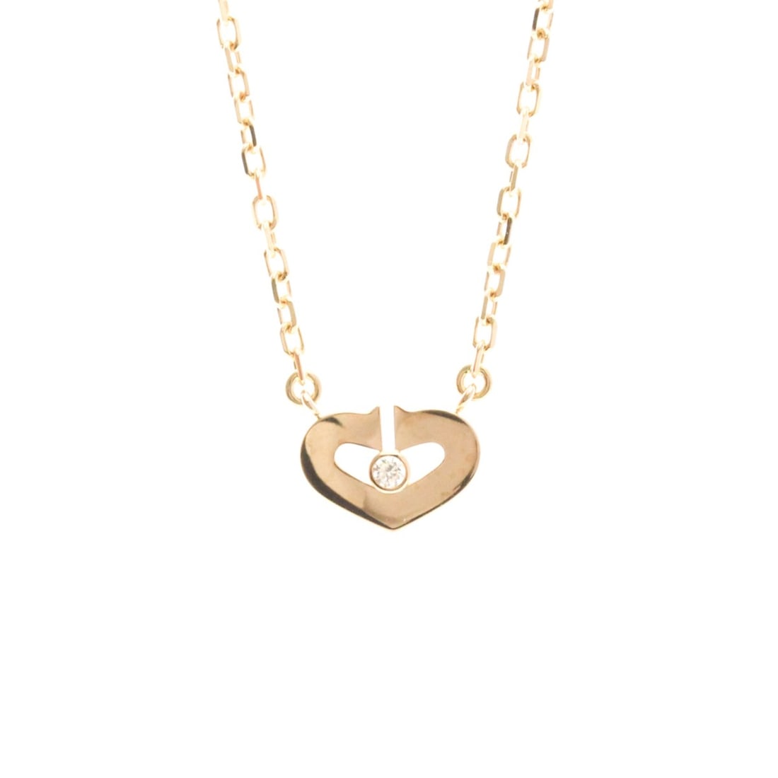 Cartier C Heart 1P Diamond Necklace Pink Gold (18K) Diamond Men,Women Fashion Pendant Necklace (Pink: --- Catalog ---Category: SizeWeight: 4.2g / 0.14oz.Pendant Size: 7.2mm x 10mm / 0.28'' x 0.39''Neck Circumference: 39 cm / 15.35''Category: DesignColor: Pink goldMetal: GoldStone: DiamondStyle: Fashio
