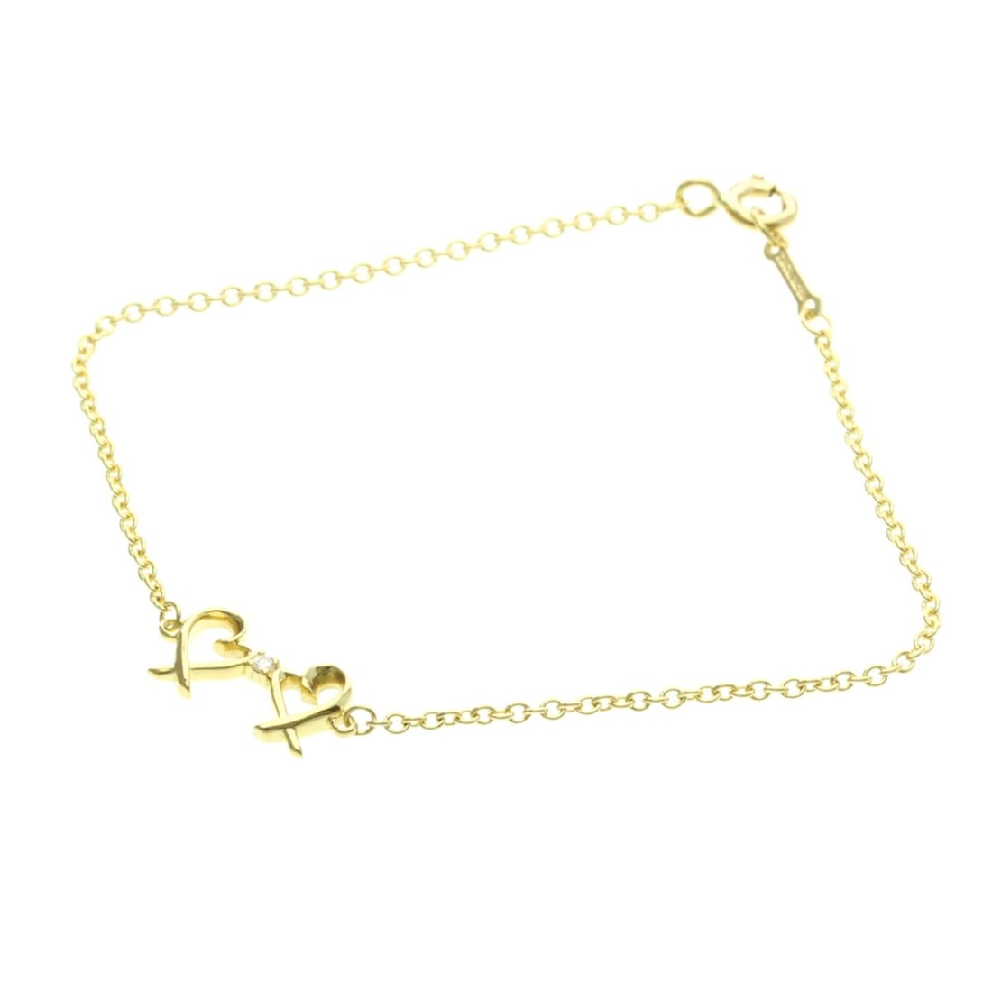 Tiffany Double Loving Heart Diamond Bracelet Yellow Gold (18K) Diamond Charm Bracelet Gold (1 of 16)