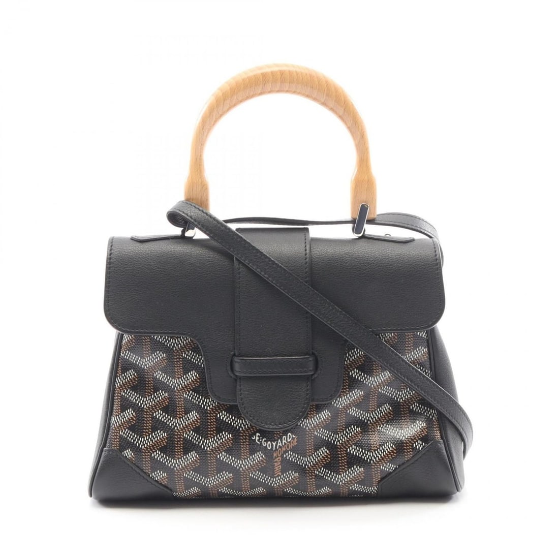 Goyard Saigon Mini Handbag, Coated Canvas and Leather, Women's, Black Multicolor, SAIGONMINTY01CL01P: --- Catalog ---Category: SizeSize (HxWxD): 14cm x 20.5cm x 8.5cm / 5.51'' x 8.07'' x 3.34''Category: DesignType: HandbagColor: Black, Multi-colorGender: WomenMaterial: Coated canvas , Leather Category