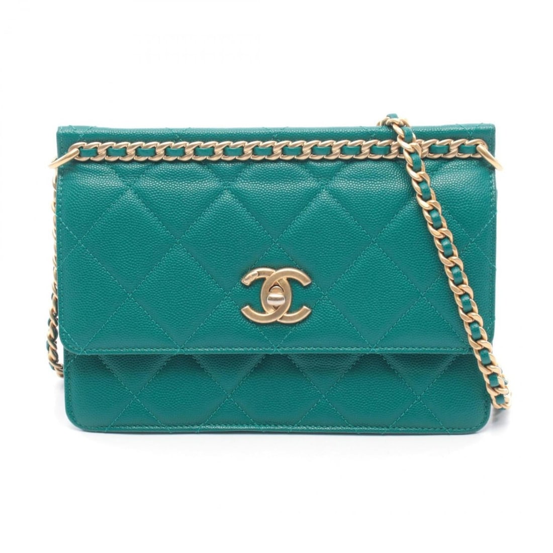 CHANEL Matelasse Shoulder Bag, Handbag, Grained Calf Leather, Women's, Green (1 of 11)