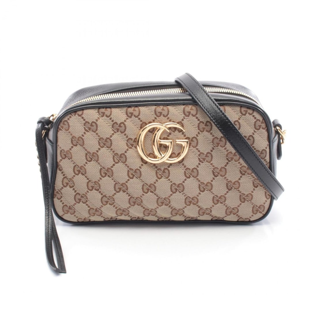 Gucci GG Marmont Shoulder Bag/Handbag in Canvas and Leather, Women's, Beige, Brown, Black, 735357 (1 of 13)