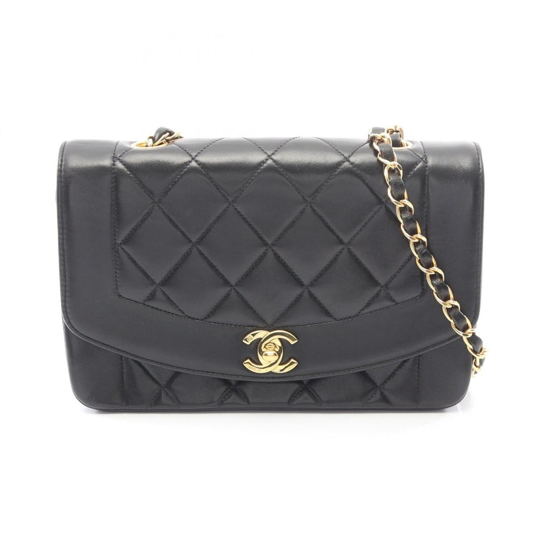CHANEL Matelasse Diana Flap Shoulder Bag, Handbag, Lambskin Leather, Women's, Black: --- Catalog ---Category: SizeSize (HxWxD): 14cm x 22cm x 7cm / 5.51'' x 8.66'' x 2.75''Category: DesignType: Handbag, Shoulder bagColor: BlackGender: WomenMaterial: Leather Leather/Fur Type: LambskinC