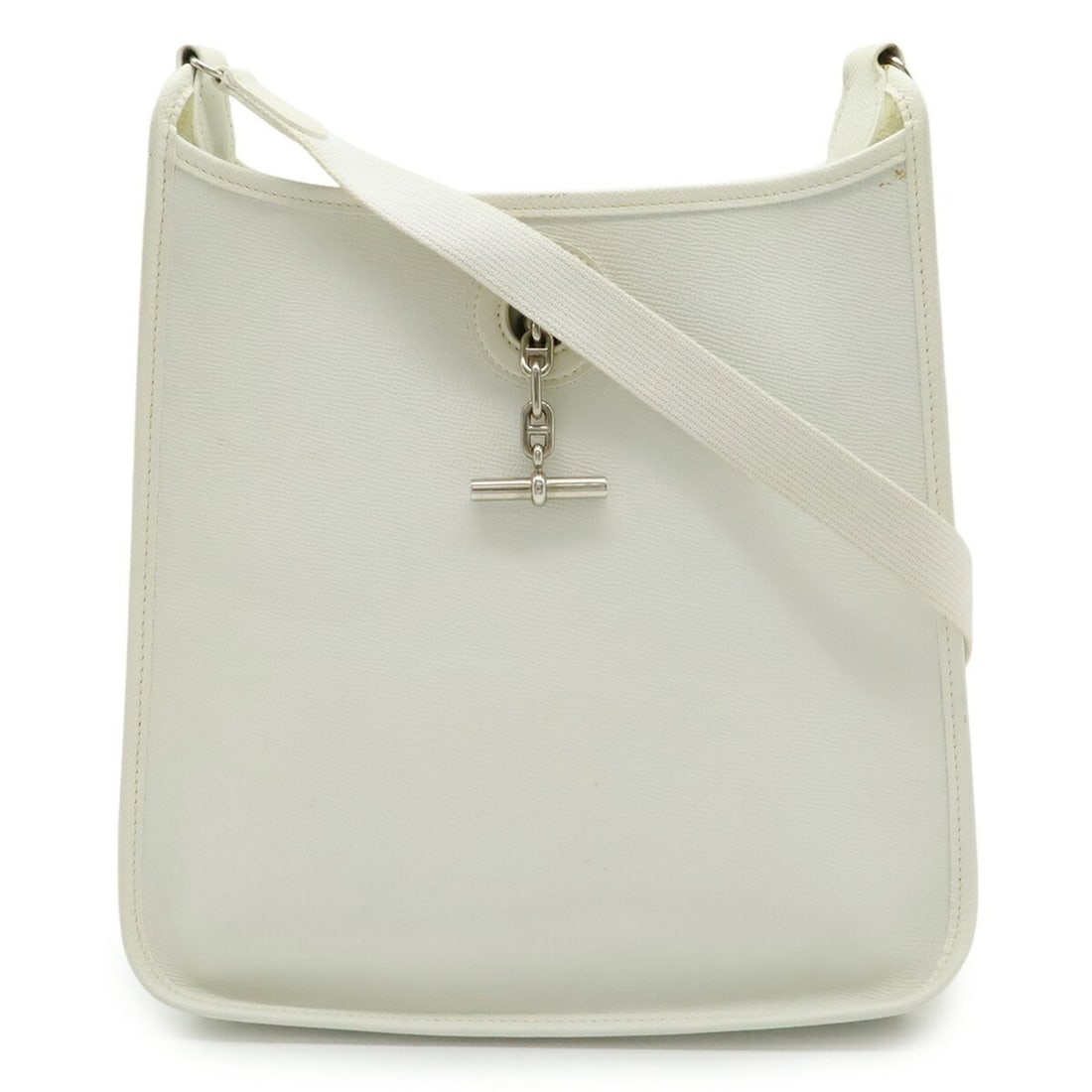 HERMES Vespa PM Shoulder Bag, White Leather, K Stamp, Sold: --- Catalog ---Category: SizeSize (HxWxD): 27.5cm x 28.5cm x 8cm / 10.82'' x 11.22'' x 3.14''Category: DesignType: Shoulder bagColor: WhiteGender: WomenMaterial: Leather Category: GeneralLine: VespaBr