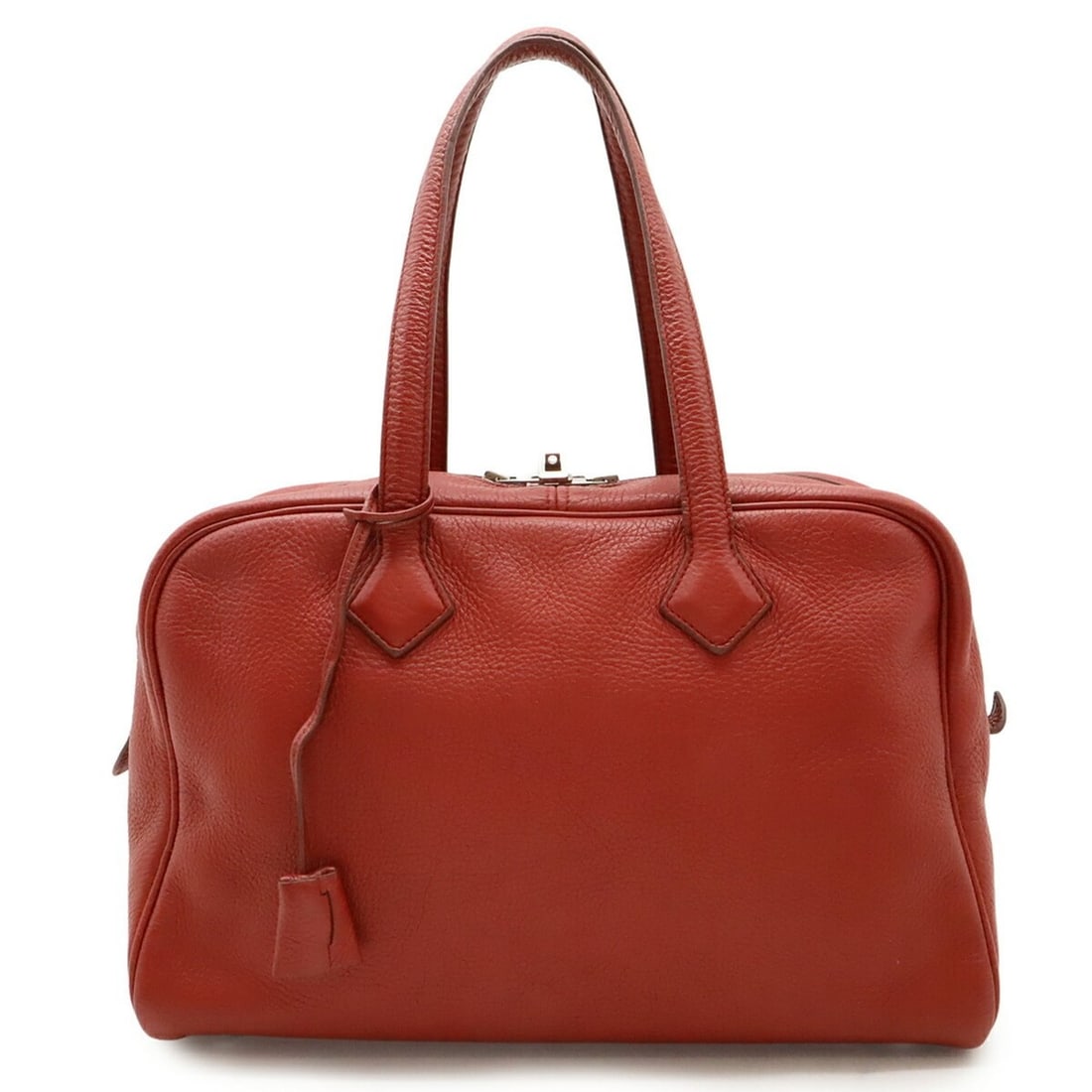 HERMES Victoria 35 Handbag/Shoulder Bag in Taurillon Clemence Leather, Red, with O Stamp (1 of 10)
