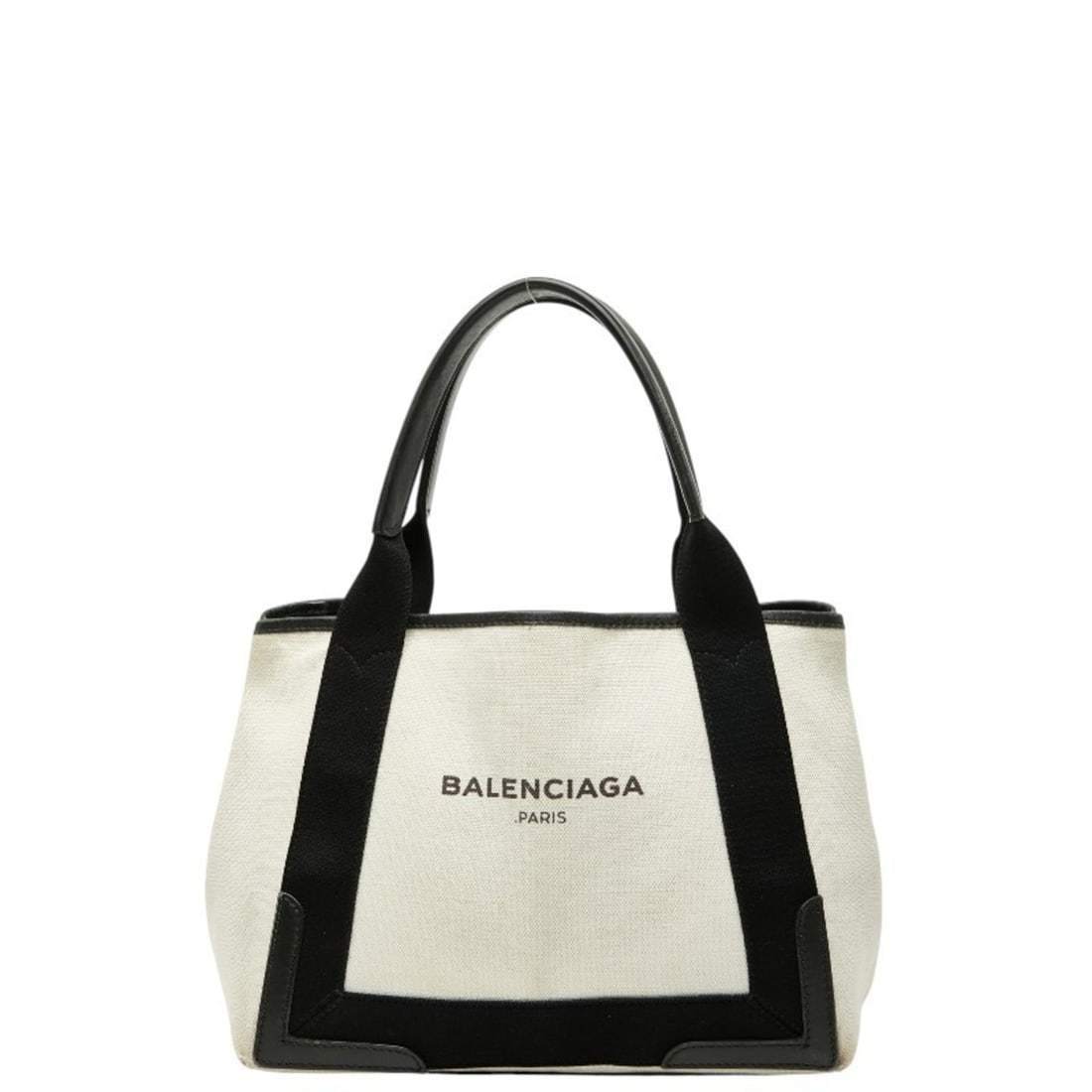 Balenciaga Navy Cabas S Handbag Tote Bag 339933 in White and Black Canvas Leather for Women (1 of 13)