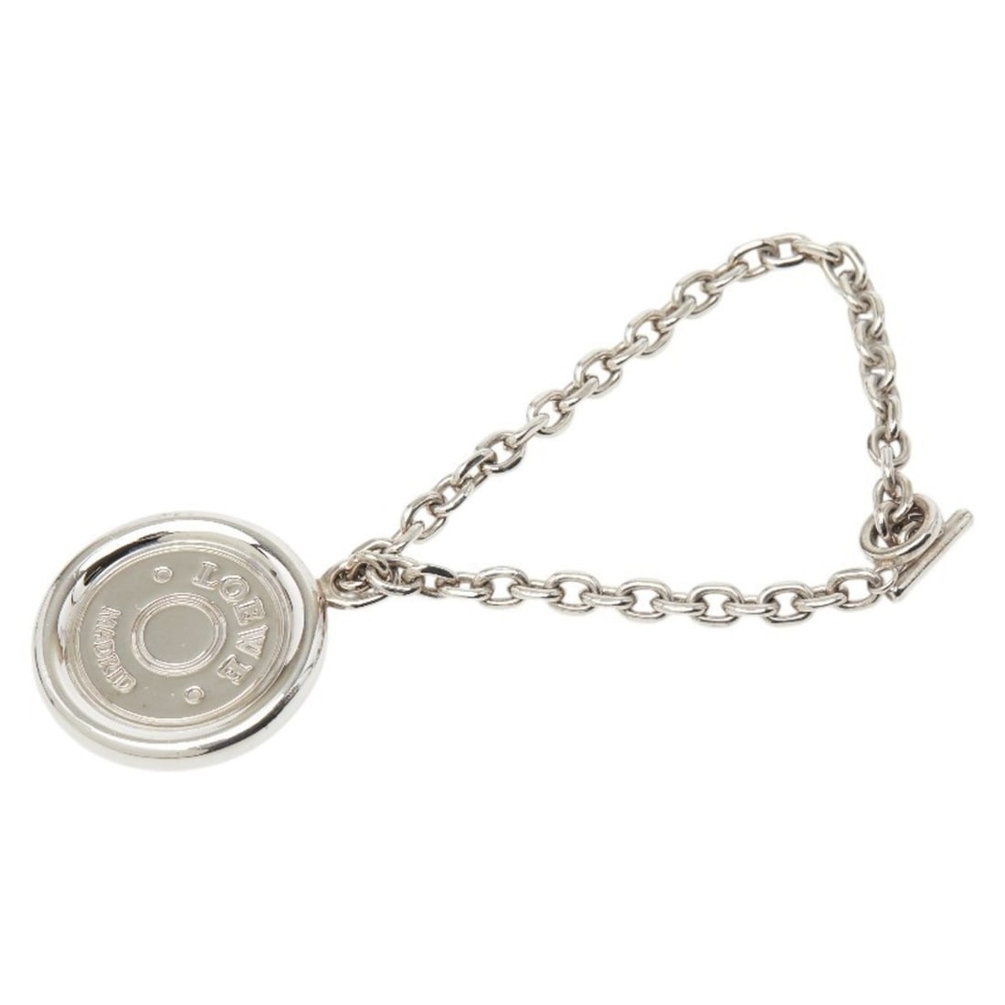 LOEWE logo keychain accessory bag charm silver metal women's: --- Catalog ---Category: DesignType: KeyringColor: SilverGender: WomenMaterial: MetalCategory: GeneralBrand: Loewe--- Item List ---Section: ConditionRanking: Rank AB Used - Traces of usage, scratches