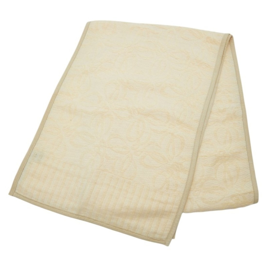 LOEWE Anagram Scarf, Beige, Wool, Silk, and Suede, Women's: --- Catalog ---Category: SizeSize (LxW): 32.5cm x 1.78m / 12.79'' x 70.07''Category: DesignType: StoleColor: BeigeGender: WomenMaterial: Wool , Silk , Suede Category: GeneralBrand: Loewe--- Item List