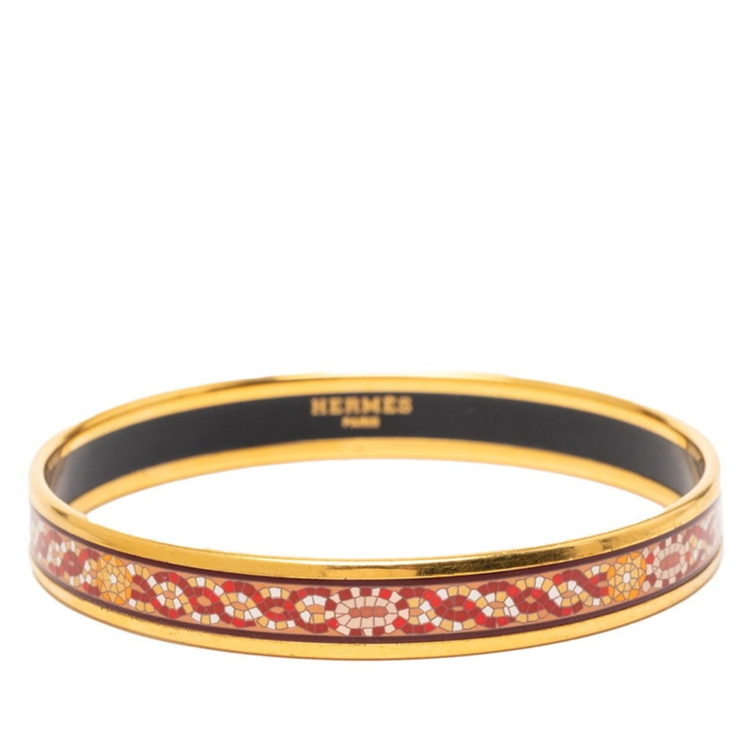 Hermes Enamel PM Cloisonne Bracelet Gold and Red Plated Women's HERMES (1 of 11)