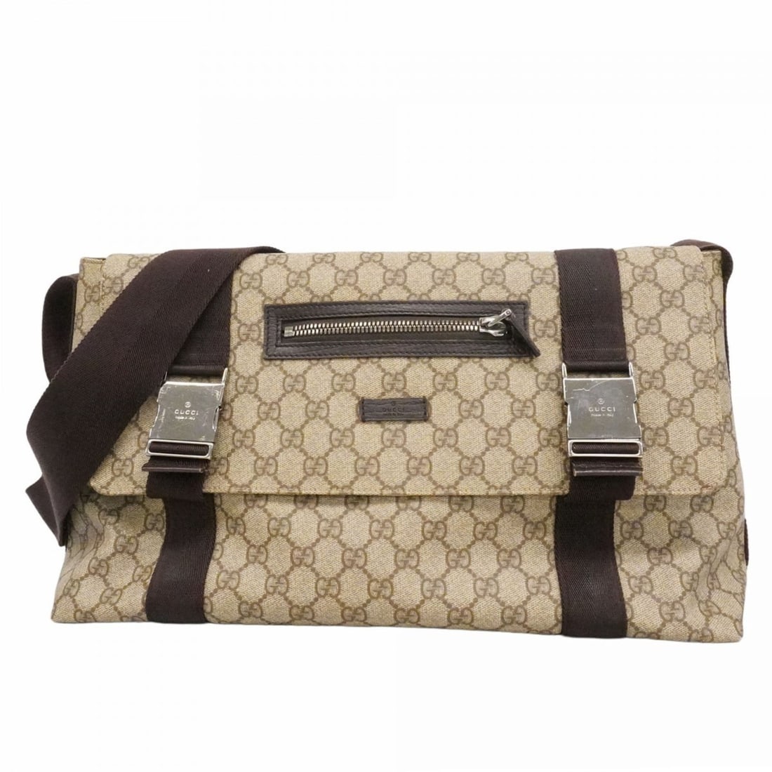 Gucci GG Supreme Shoulder Bag 122374 Brown Men's: --- Catalog ---Category: SizeSize (HxWxD): 29cm x 40cm x 17.5cm / 11.41'' x 15.74'' x 6.88''Category: DesignType: Shoulder bagColor: BrownGender: MenMaterial: PVC Hardware Color: SilverCategory: Gener