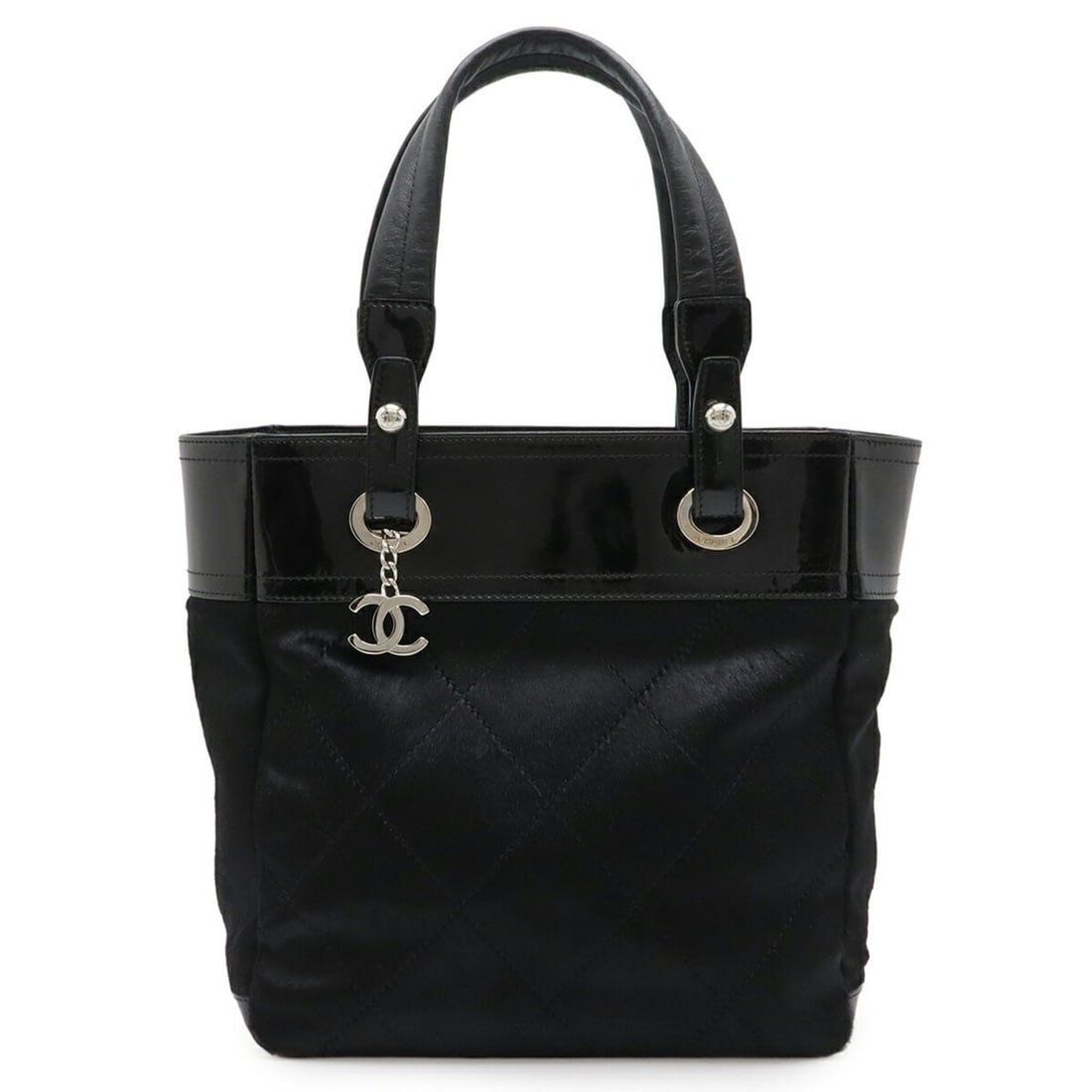 CHANEL Paris Biarritz Tote PM Bag Shoulder Coated Canvas Leather Black A34208 (1 of 15)