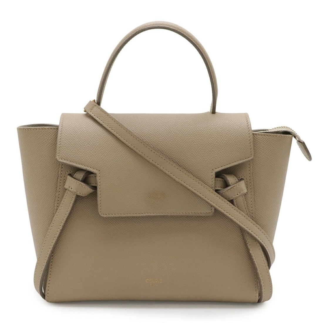 CELINE Nano Belt Bag, Handbag, Shoulder Leather, Greige, 189003 (1 of 12)